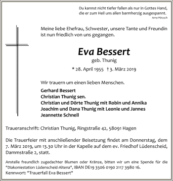 Traueranzeige von Eva Bessert von MZV