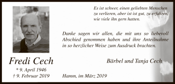 Traueranzeige von Fredi Cech von MZV