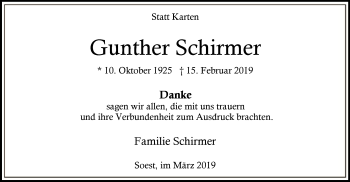 Traueranzeige von Gunther Schirmer von MZV