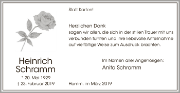 Traueranzeige von Heinrich Schramm von MZV