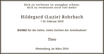 Traueranzeige von Hildegard Rohrbach von MZV