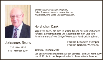 Traueranzeige von Johannes Bruns von MZV