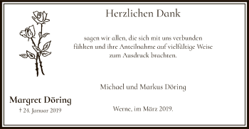 Traueranzeige von Margret Döring von MZV