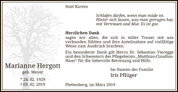 Traueranzeige von Marianne Hergott von MZV