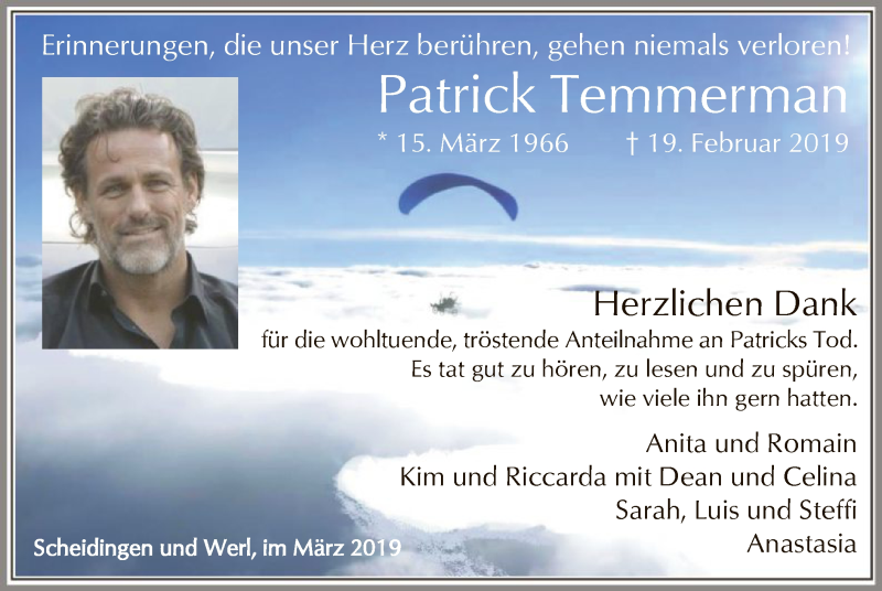  Traueranzeige für Patrick Temmerm vom 23.03.2019 aus MZV