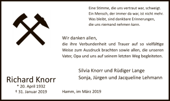 Traueranzeige von Richard Knorr von MZV