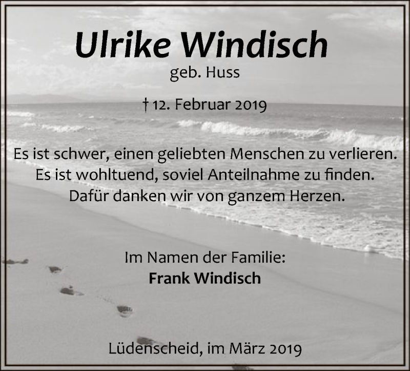  Traueranzeige für Ulrike Windisch vom 16.03.2019 aus MZV