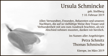 Traueranzeige von Ursula Schmincke von MZV