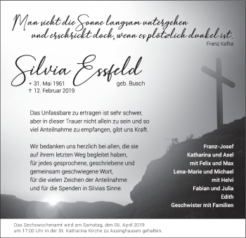Traueranzeige von Silvia Essfeld von HSK