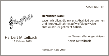 Traueranzeige von Herbert Mittelbach von MZV