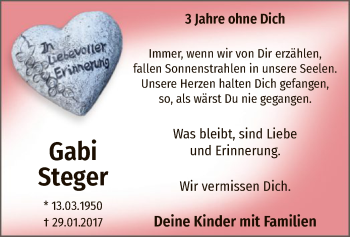 Traueranzeige von Gabi Steger von MZV