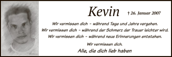 Traueranzeige von Kevin Ferlemann von MZV