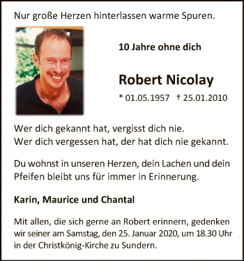 Traueranzeige von Robert Nicolay von MZV