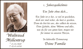 Traueranzeige von Waltraud Millentrup von MZV