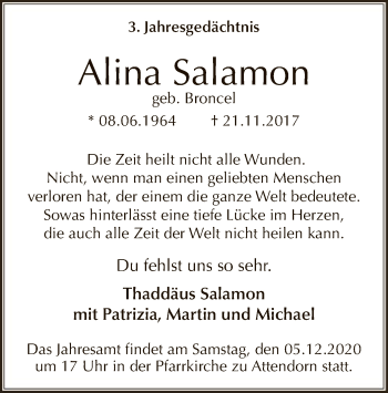 Traueranzeige von Alina Salamon von WA