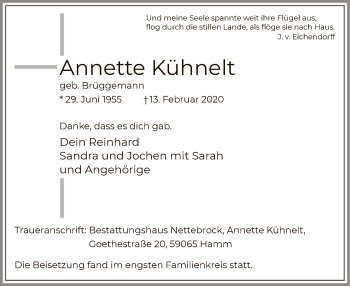 Traueranzeige von Annette Kühnelt von MZV