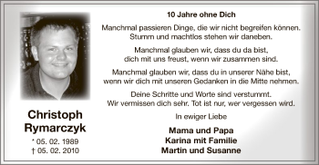 Traueranzeige von Christoph Rymarczyk von MZV