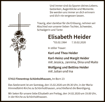 Traueranzeige von Elisabeth Heider von MZV