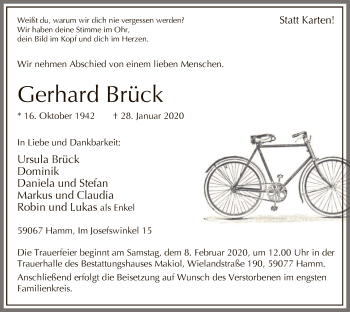 Traueranzeige von Gerhard Brück von MZV