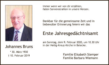 Traueranzeige von Johannes Bruns von MZV