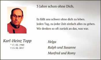 Traueranzeige von Karl-Heinz Topp von MZV