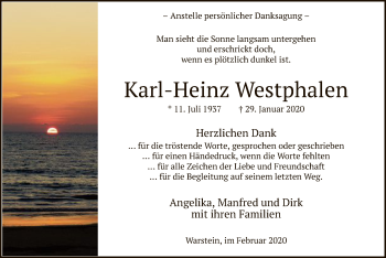 Traueranzeige von Karl-Heinz Westphalen von MZV