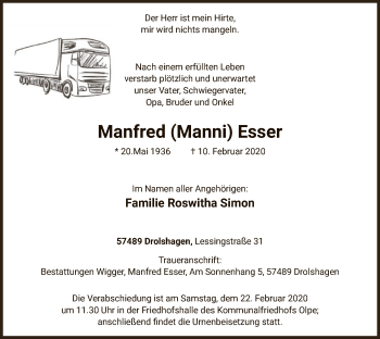 Traueranzeige von Manfred  Esser von MZV