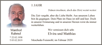 Traueranzeige von Manfred Rahmel von MZV