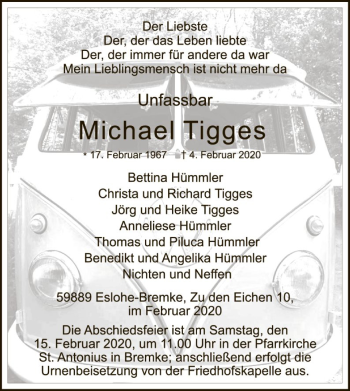 Traueranzeige von Michael Tigges von MZV