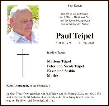 Traueranzeige von Paul Teipel von MZV