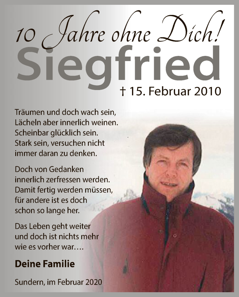  Traueranzeige für Siegfried Sommerkorn vom 15.02.2020 aus MZV