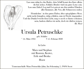 Traueranzeige von Ursula Petruschke von MZV