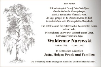 Traueranzeige von Waldemar Narewski von MZV