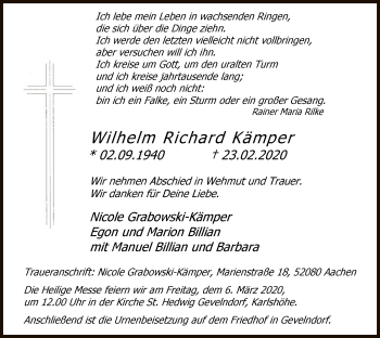 Traueranzeige von Wilhelm Richard Kämper von MZV