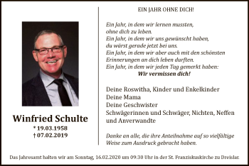 Traueranzeige von Winfried Schulte von MZV