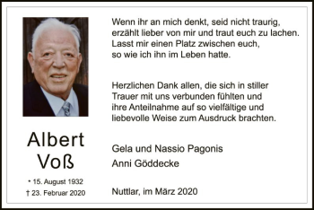 Traueranzeige von Albert Voß von MZV