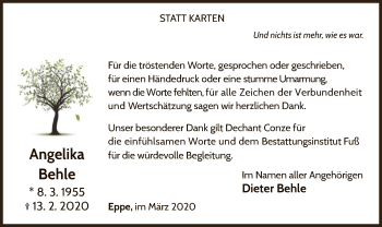Traueranzeige von Angelika Behle von MZV