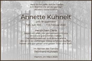 Traueranzeige von Annette Kühnelt von MZV
