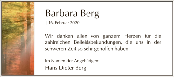 Traueranzeige von Barbara Berg von MZV