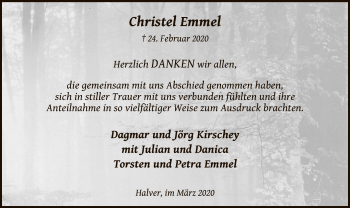 Traueranzeige von Christel Emmel von MZV