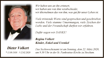 Traueranzeige von Dieter Volkert von MZV