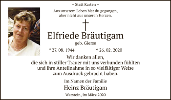 Traueranzeige von Elfriede Bräutigam von MZV