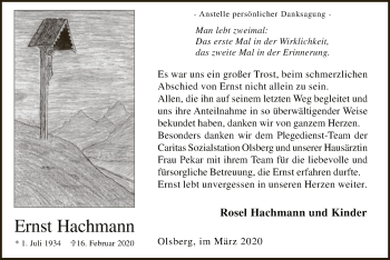 Traueranzeige von Ernst Hachmann von MZV