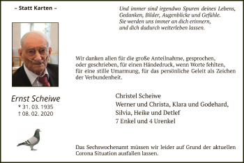 Traueranzeige von Ernst Scheiwe von MZV