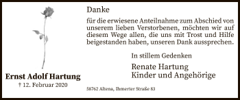 Traueranzeige von Ernst Adolf Hartung von MZV