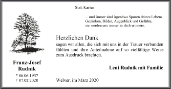 Traueranzeige von Franz-Josef Rudnik von MZV