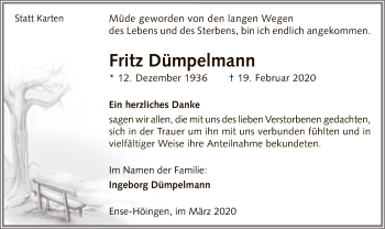 Traueranzeige von Fritz Dümpelmann von MZV