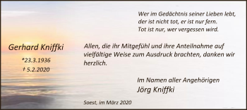 Traueranzeige von Gerhard Kniffki von MZV