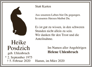 Traueranzeige von Heike Posdzich von MZV