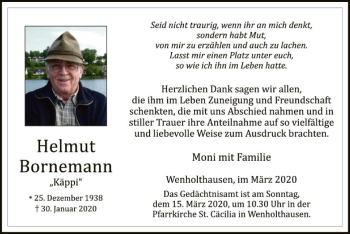 Traueranzeige von Helmut Bornemann von MZV